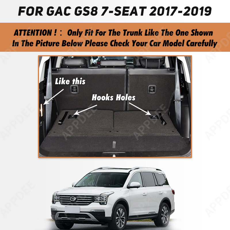 Auto Full Coverage Trunk Mat For GAC Trumpchi GS8 7-Seat 2017-2019 18 Car Boot Cover Pad Liner Interior Protector Accessories fec44
