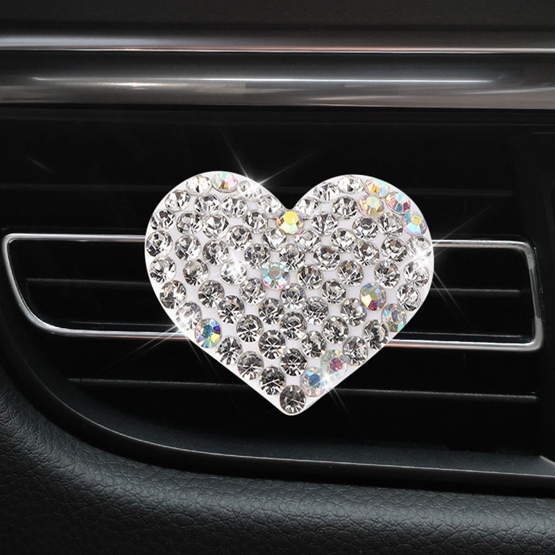 Creative Rhinestone Car Air Outlet Clip Heart shaped Conditioning Perfume Clips Auto Interior Accessories 5