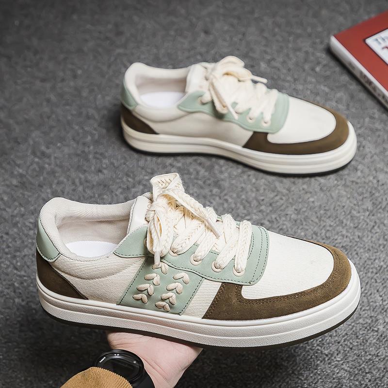Autumn Men Shoes New Breathable Canvas Shoes Trendy Shoes Heightened Cloth Shoes Versatile Casual Beige Shoes Green Free shipping