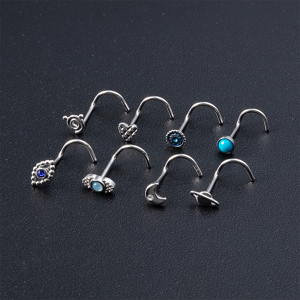 3PCS Pink Crystal Bend Nose Piercing Stud Set Spider Nose Ring Bulk Twist Butterfly Nose Rings And Studs Pack Piercing Nariz Lot 8dc58 5 81fdc
