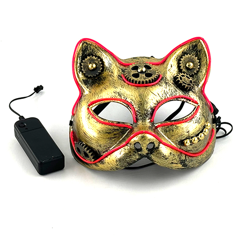 2023 Halloween New Steampunk Style Cat Full Face Mask Anime Cosplay LED Luminous Mask Glowing InThe Dark Night Party 1ac6f