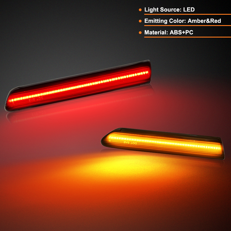 For Acura TL 2004-2008 Smoked Lens LED Side Marker Lamp Amber Front Red Rear Side Fender Reflector Lights