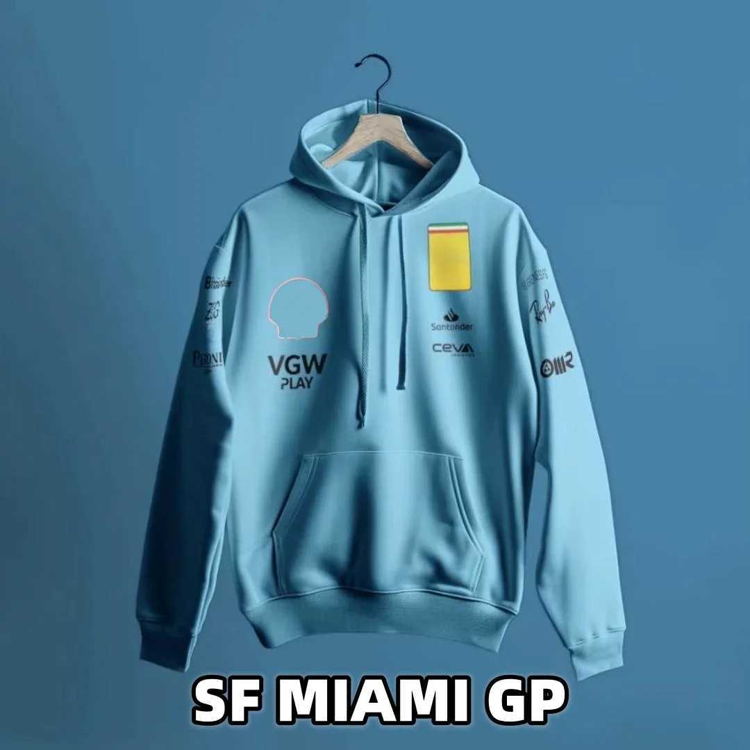 Mens Hoodies Sweatshirts Cotton SF Team 2024 F1 Charles Leclerc Miami GP Hoodie Formula One Uniform Carlos Sainz Shirt Hoodie Fan Supporter Ts T240619