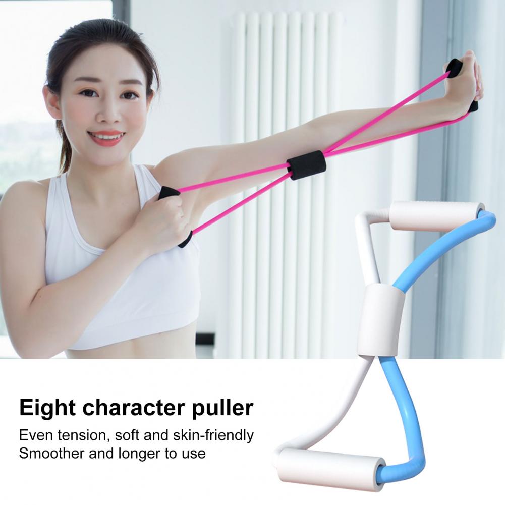 Band Resistance 8 Exercise Figure Band Chest Expander for Women Men Non-slip Handle Reusable Lightweight Physical for Home smile