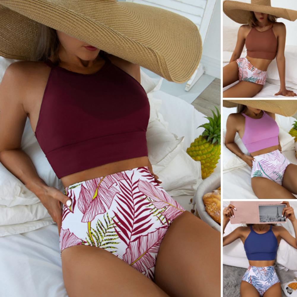 Floral Printed High Waist Bikini Sets Swimsuit For Women Sexy Back Cross Two Pieces Beachwear 2023 Bathing Suit Swimwear Female fa27f