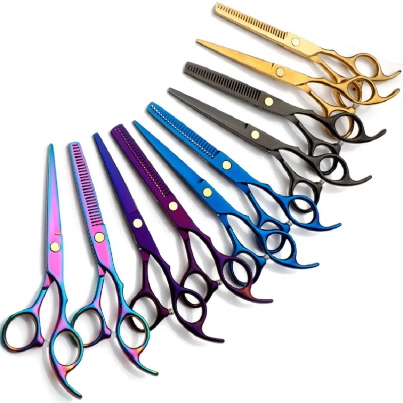 Hair Professional Scissors 6.0 Hairdressing Scissors Thinning Barber Scissor Set Hair Cutting Scissors smile