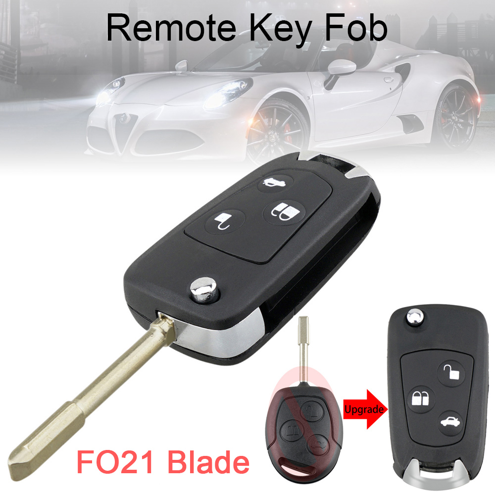 3 Buttons Remote Car Key Fob Shell Modified Flip Folding Flip Key Case Shell Fit for Ford Mondeo Fiesta with FO21 Blade