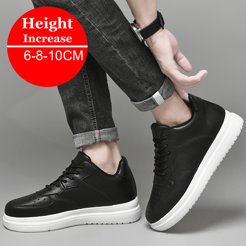 Sneakers Men Elevator Shoes Hidden Heels Summer Breathable Heightening Shoes For Mens 8CM 6CM Height Increasing White Shoes