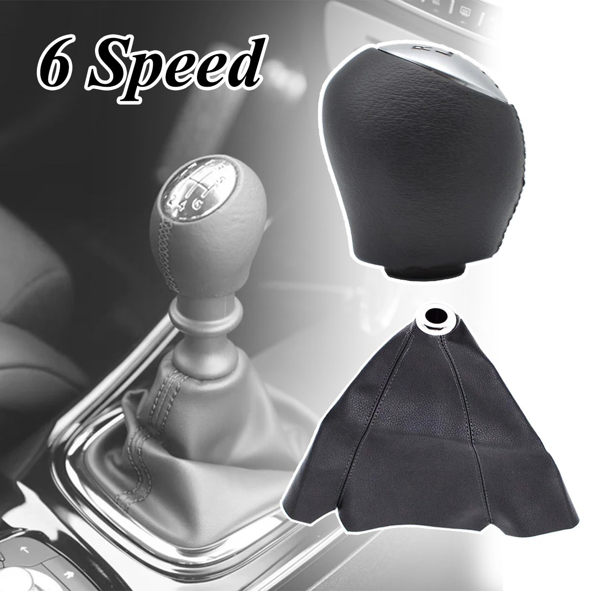 Speed 6 Knob Gear Shift Leather Handleball For Renault Megane 3 III Scala CC Clio Laguna Nissan Interstar Vauxhall Vivaro Movano smile
