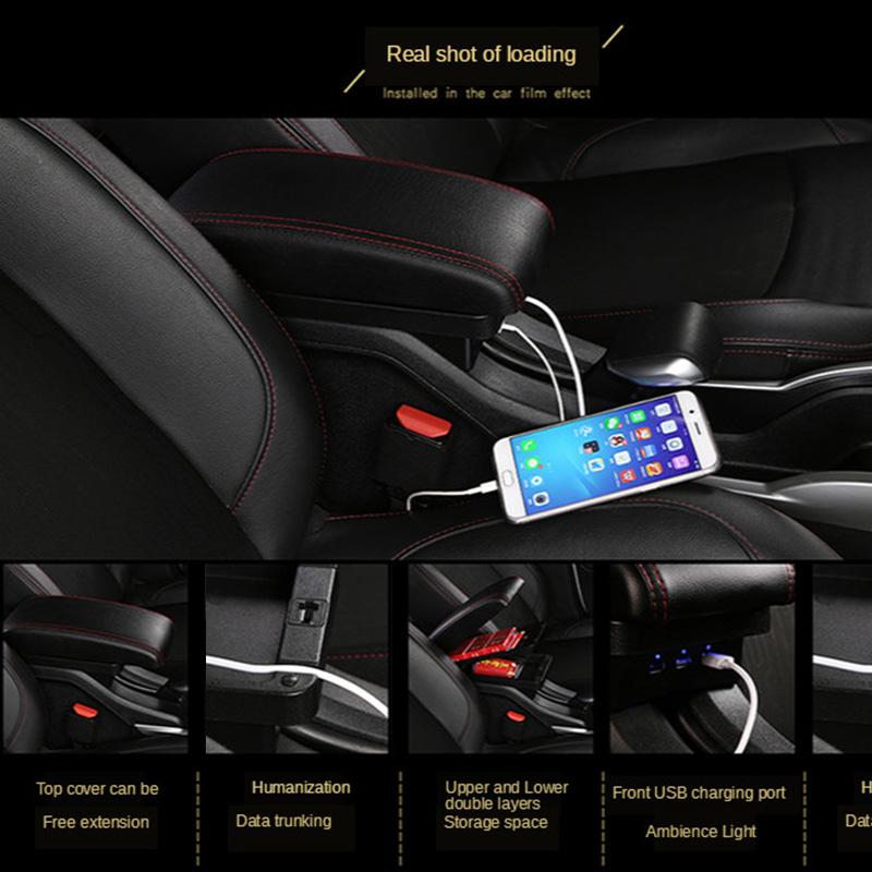 For Peugeot 2008 Armrest box Retrofit parts Interior details Center Storage box car accessories special Car Armrest Arm USB