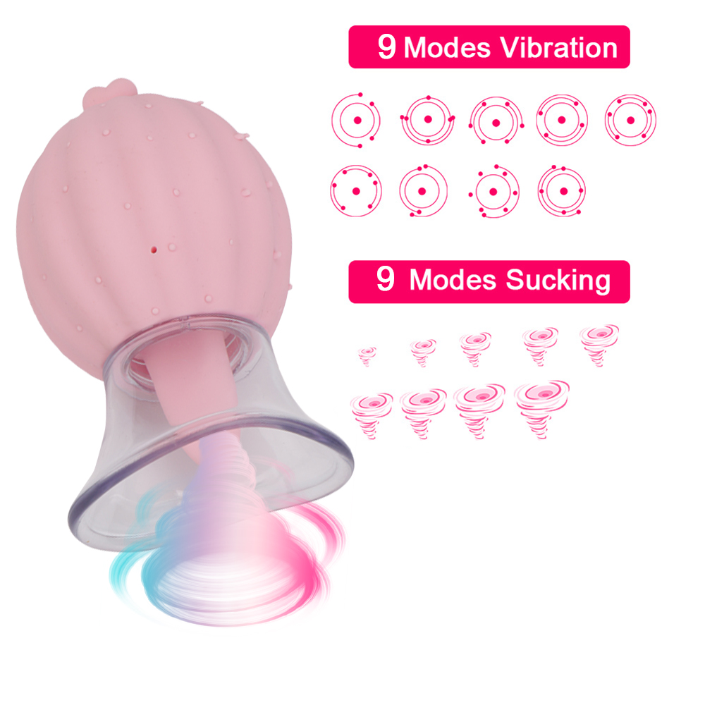 Breast Sucking Nipple Licking Vacuum Pump Nipple Clit Stimulate Tongue Licking Vibrator Breast Massager Adult Sex Toys For Women