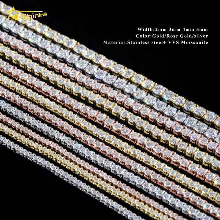 bracelet tennis Hip Hop necklace fashion Jewelry Pass Dia Tester 5mm vvs moissanite iced out cuban chain for men women