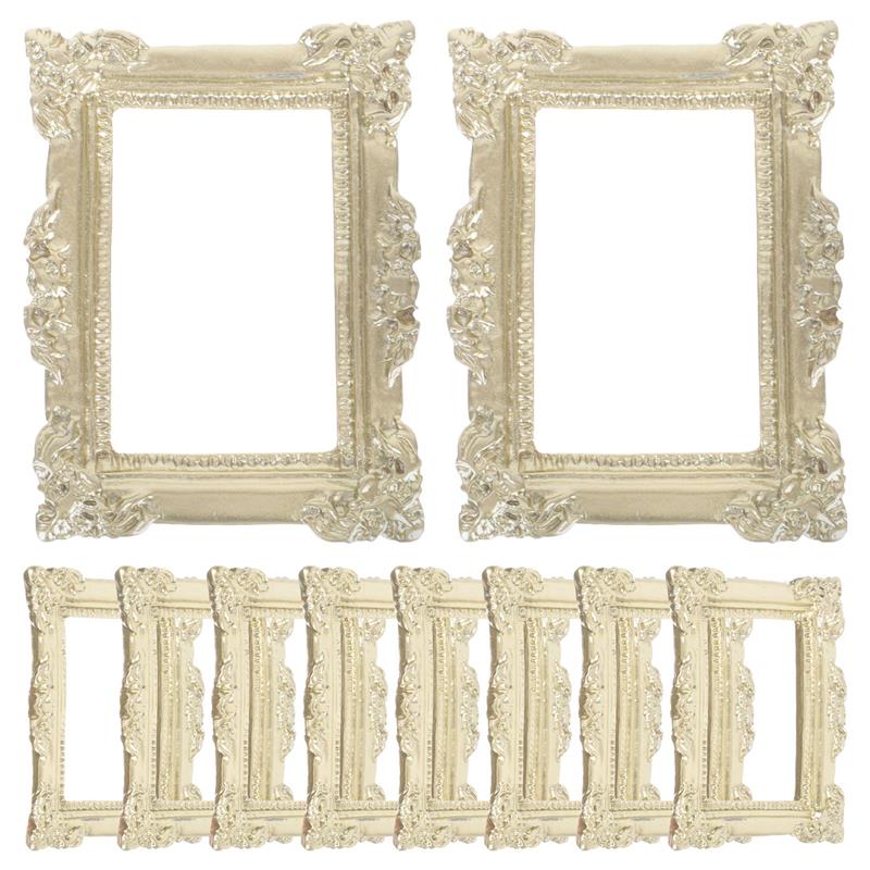 10Pcs Mini DIY Resin Craft Vintage Picture Miniature Frame Accessories Photo Props 4.8x3.6cm H260306