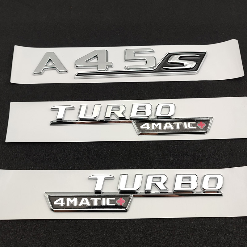 3d ABS Chrome Black A45 S Emblem Sticker Trunk Car Letters Turbo 4matic Badge For Mercedes A45S AMG W177 Accessories