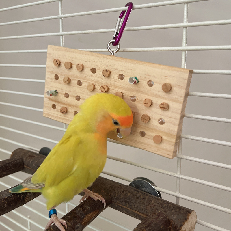 Parrot Bird Toys Hanging Solid Wood Keyboard Training Puzzle Stress Relief Toys Gnawing Teething Birdcage Accessories