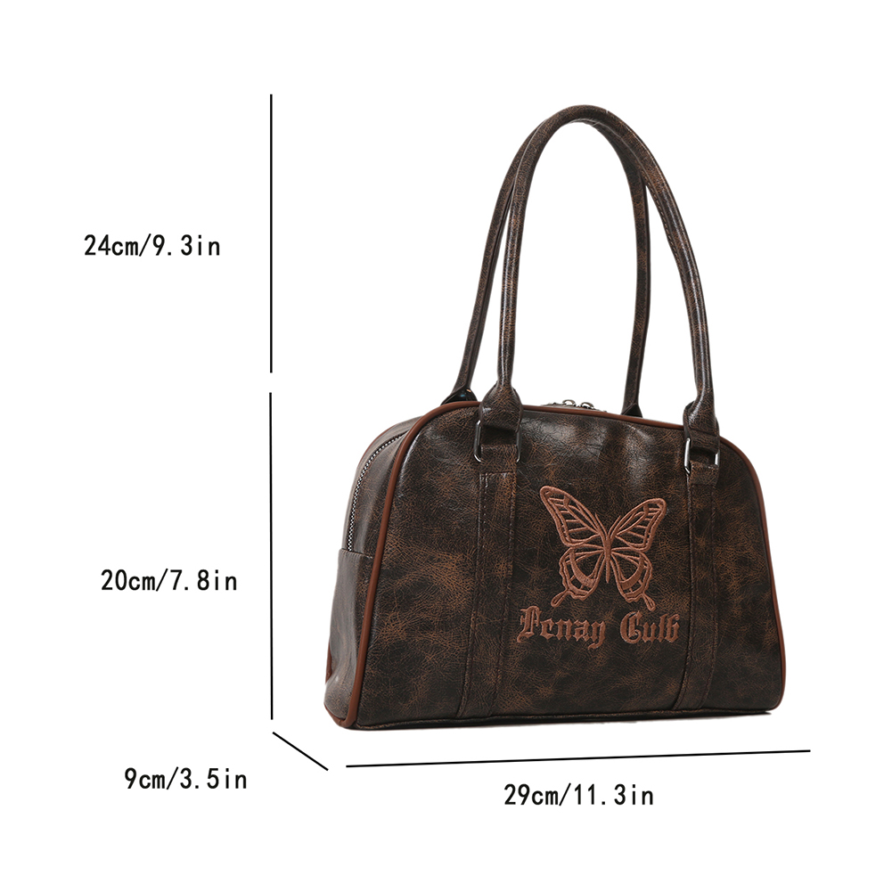 Vintage Y2k Womens Handbag Embroidery Butterfly Elegant Fashion Shoulder Bag Retro Harajuku Exquisite Female Boston Tote Bag