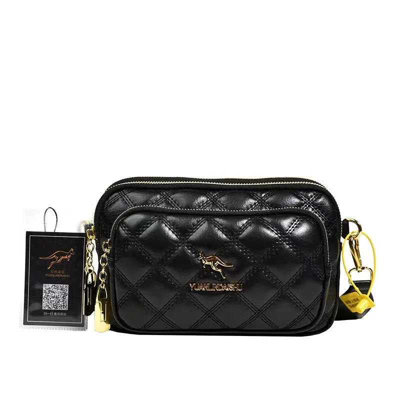 2023 Small Lingge Women's Bag New Trend Ins Small Fragrant Style Shoulder Bag Niche Handbag Three-layer Casual Crossbody Bag