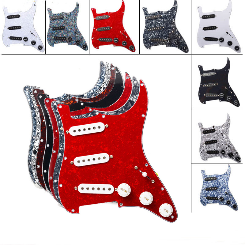 Multi Colour SSS Pickguard Electric Guitar Pickguard and Black White SSS Loaded Prewired scratchplate Assembly