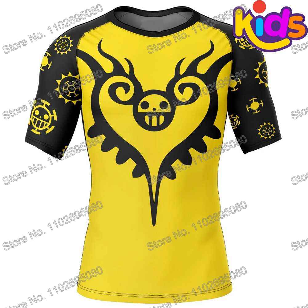 Law Surf Clothing Kids ddmysmile BJJ MMA Boys Anime Rash Guard Short Sleeve Diving T-Shirt Tight Swimwear Summer Beach Floatsuit Girls Smile