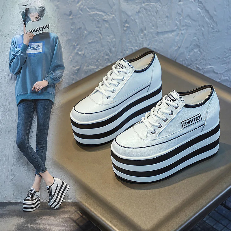 Ddmysports Fujin Cm Genuine Leather Platform Wedge Sneakers Chunky Idden Eel Igh Women Casual Shoes Spring Winter Loafers OUTDOOR