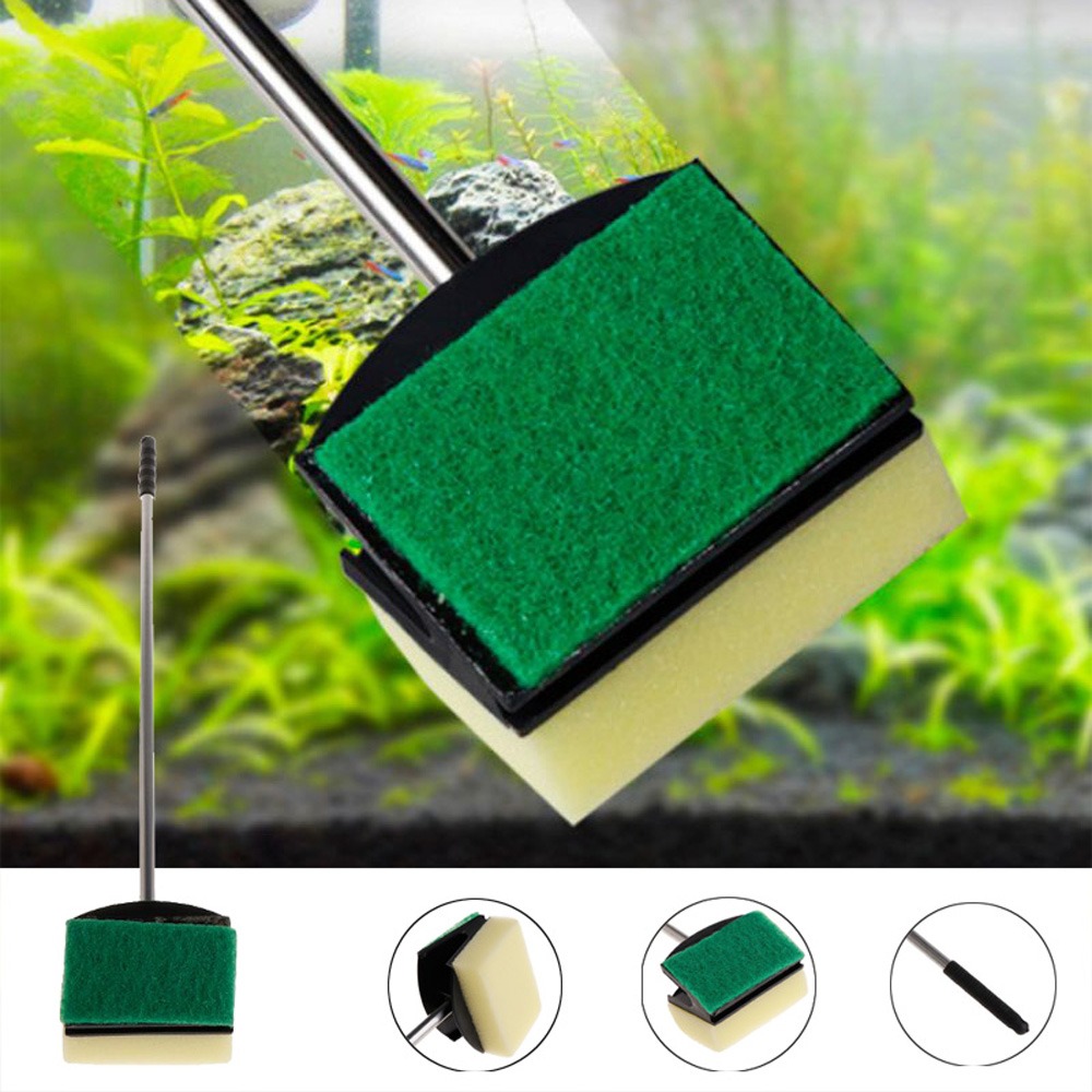 Aquarium Cleaning Tool Double-sided Long Handle Sponge Glass Brushes High Quality Fish Tank Cleaning Supplies