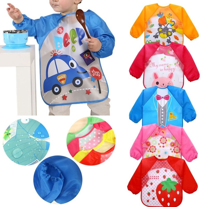4pcs/lot Feeding Baby Bibs Waterproof Bandana Cute Full Sleeved Bibs for Baby Girl Bib Saliva Boy Burp Cloths Baby Self Feeding