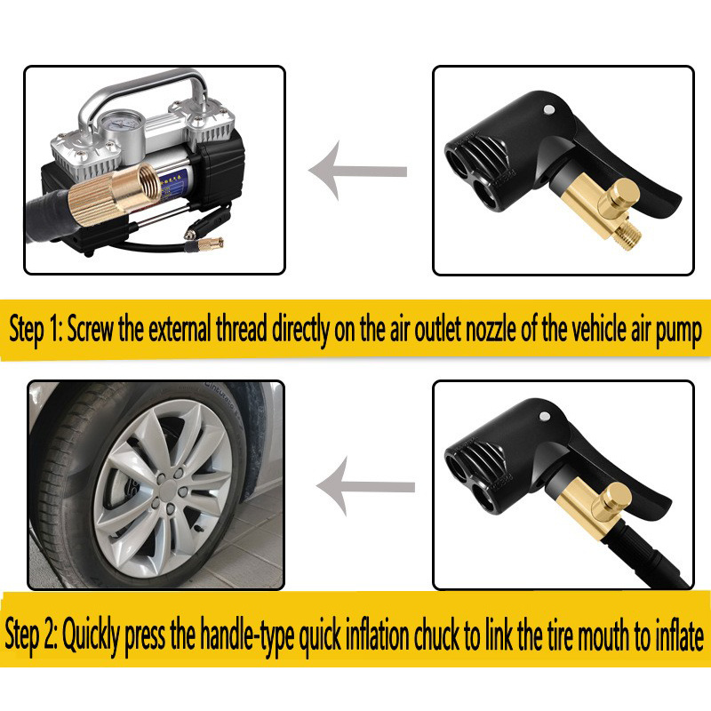 Car Tire Valve Pump Nozzle Clamp Deflated Auto Motorcycle Bike Air Chuck Inflator Inflatable Pump Clip Adapter Thread Connector