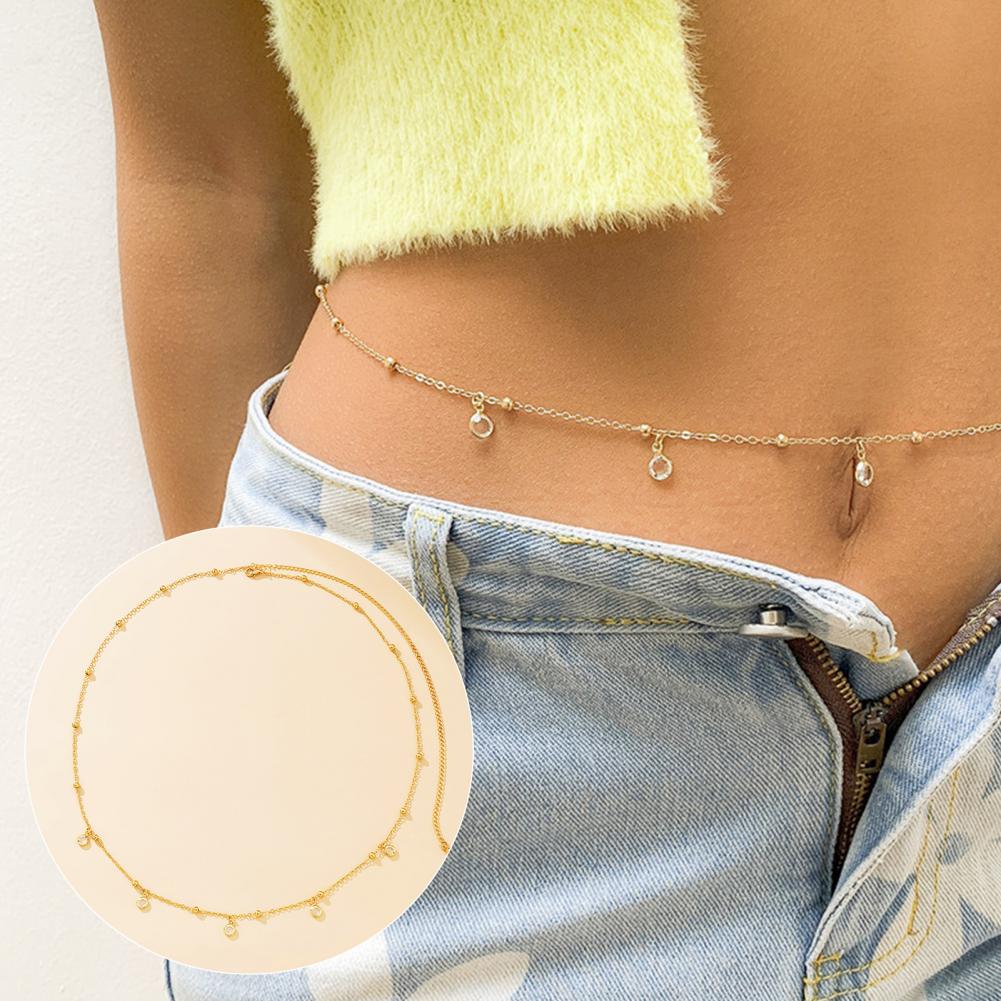 Full Luster Lightweight Adjustable Pendant Rhinestone Belly Chains for Beach