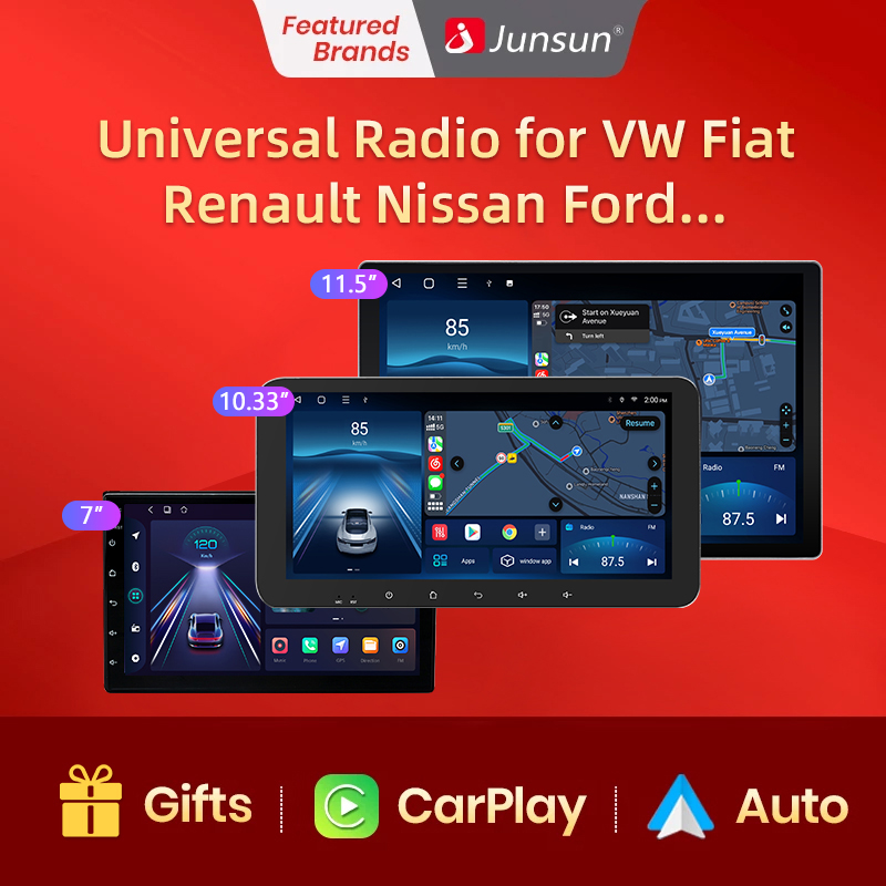 Junsun X7 Pro Universal CarPlay Android Auto Radio For VW Fiat Renault Nissan Hyundai Car Multimedia autoradio c3caf