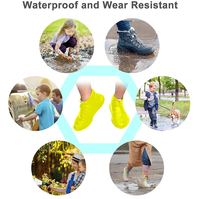 Vintage Reusable Latex Waterproof Rain Shoes Covers Slip-resistant Rubber Rain Boot Overshoes S/M/L Unisex Shoes Accessories