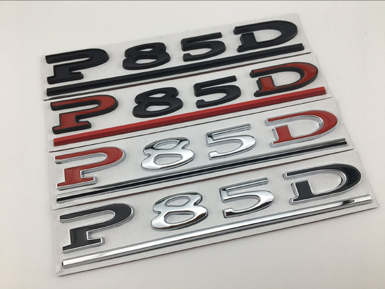 P75D P85D P90D P100D Underline ABS Letters Emblem for Tesla Model 3 Model X Model S Car Styling Trunk Badge Sticker Red Black