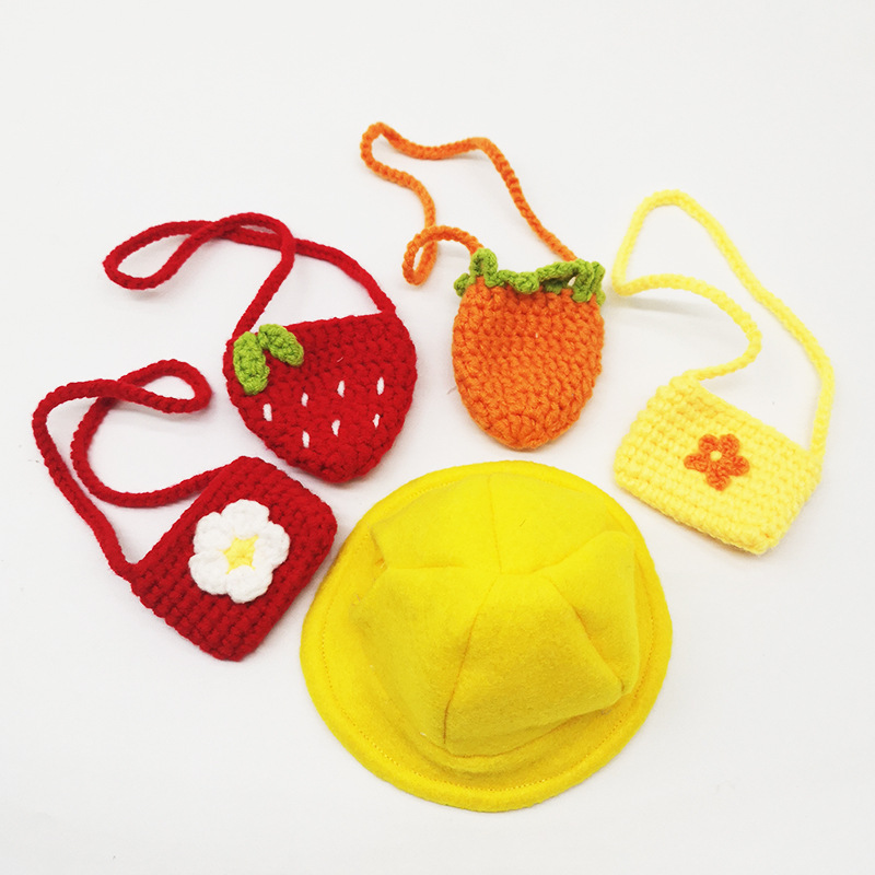 1pc Small Animals Rabbit Guinea Pig Hamster Hat Bag Funny Cap Head Accessories Cute Small Pet Decorative Printing Hat Bag