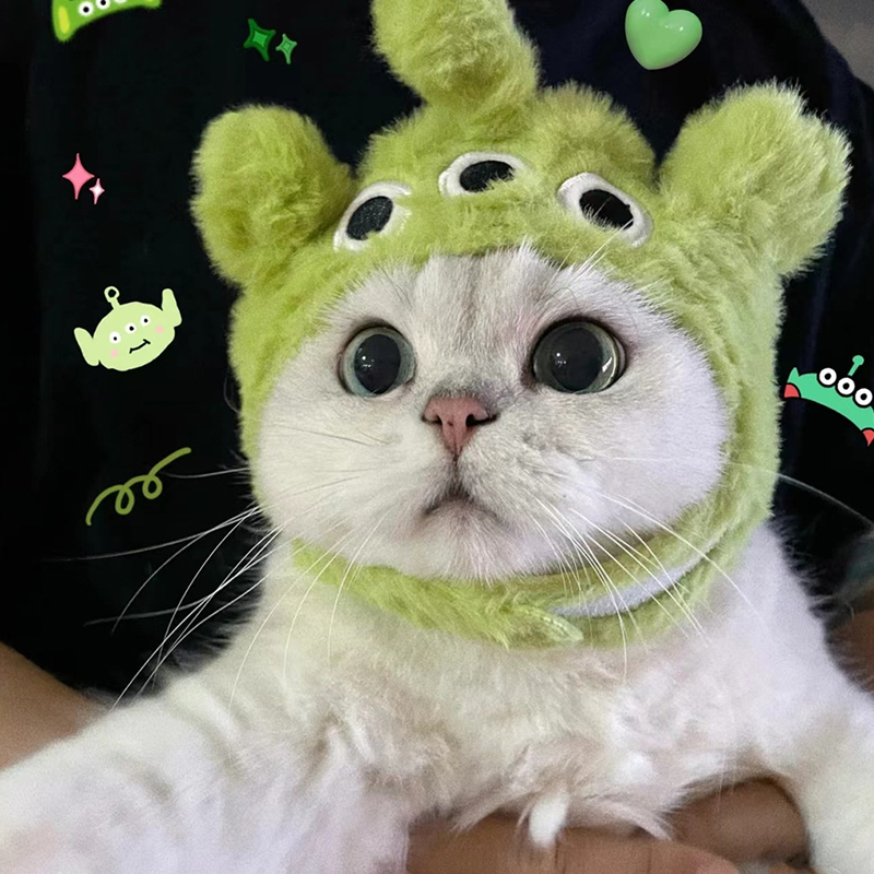 Funny Cat Headgear Cute Headwear Cap for Cats Cape Warm Plush Pet Hat Christmas Cosplay Costumes Props Photo Kitten Supplies