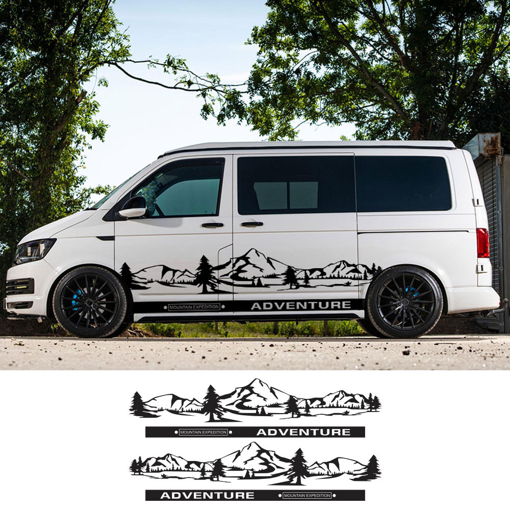 4Pcs/Lot Car Stickers Motorhome Camper Van For Volkswagen VW Transporter T4 T5 T6 Multivan Caravelle DIY Decals Accessories