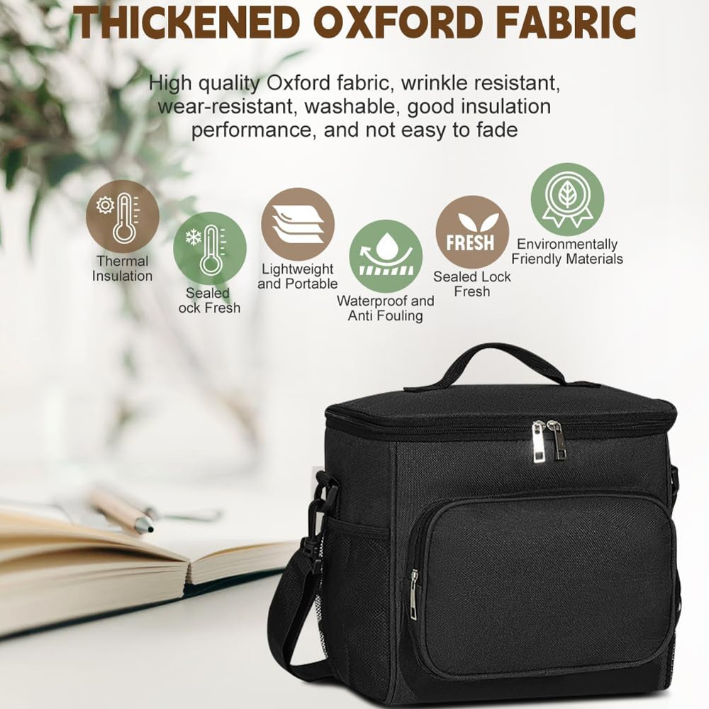 Lunch Bag for Kids Insulated and Waterproof - Unisex Food Storage Dinner Box Black Color Bento Bag Letter Series Printing - smile - -