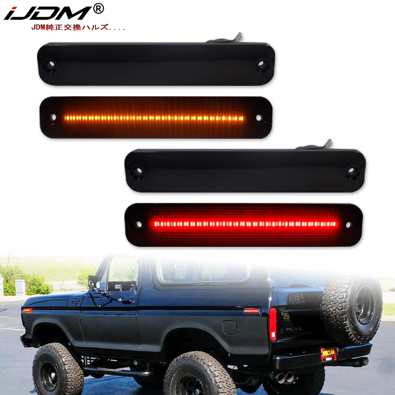 iJDM Amber/Red Full LED Front/Rear Side Marker Light For 1973-1979 Ford F100 F150 Bronco,Replace OEM Amber/Red Sidemarker Lamps