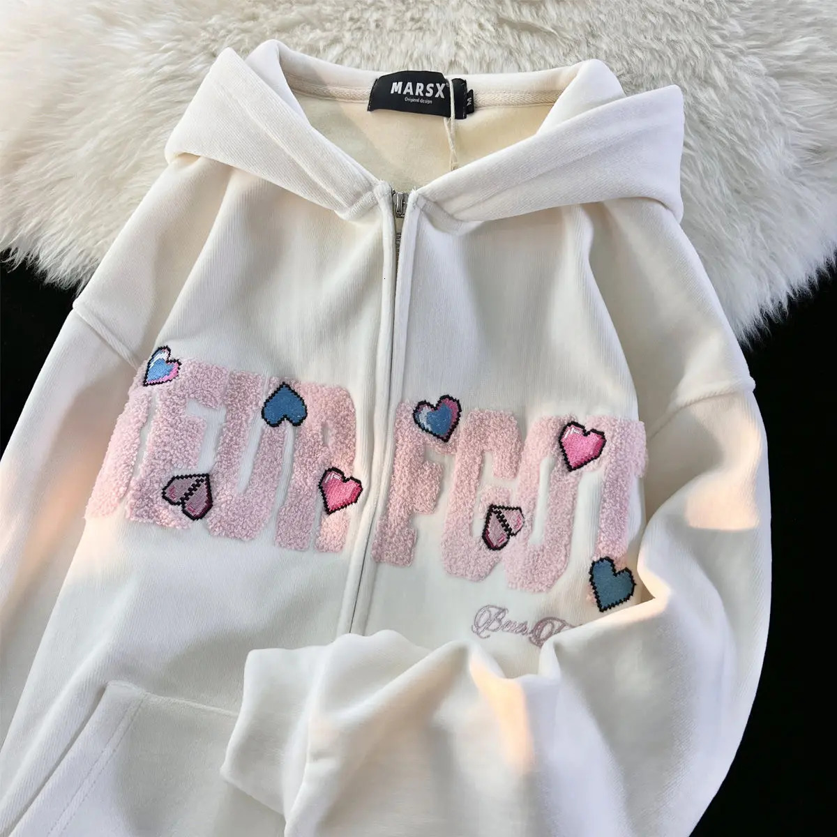 Pure cotton American embroidered hoodie men and women street trend casual sweatshirt Y2K oversized loose jacket top 240619