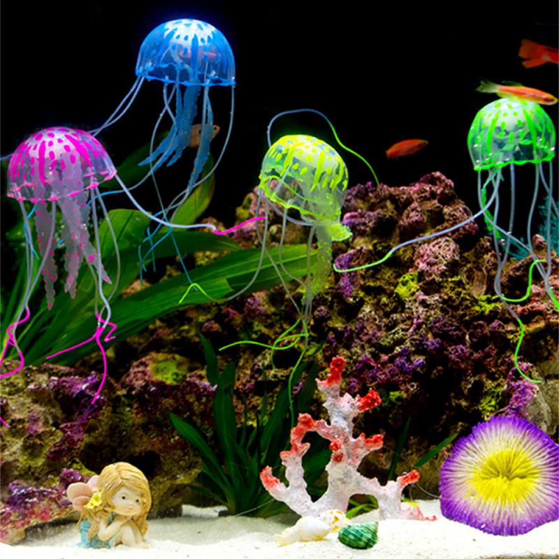 Artificial Swim Luminous Jellyfish Aquarium Decoration Fish Tank Underwater Live Plant Luminous Ornament Aquatic Landscape