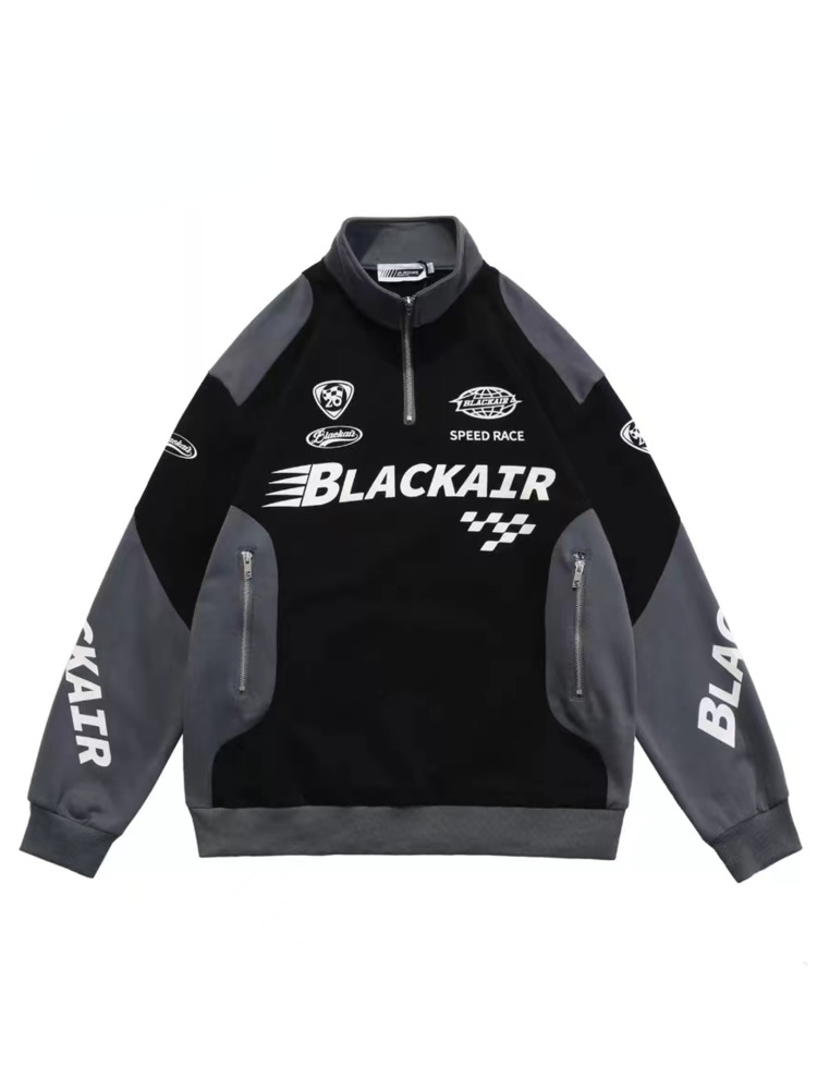 Vintage Racer Motorcycle Sweatshirt Half Zip Sweatshirt Men Oversized Streetwear Men Women Lounge Wear Couple Clothes