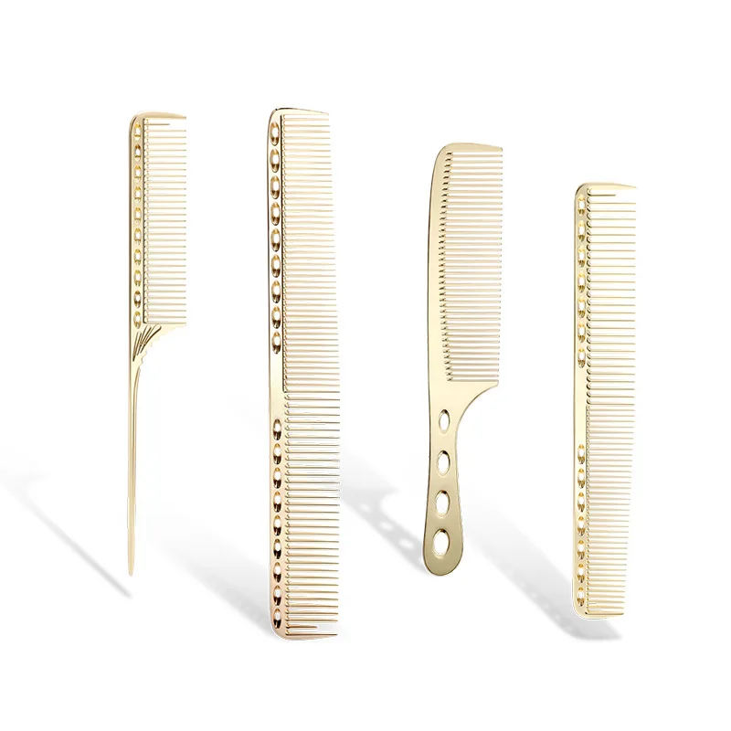 4 Types/set Professional Aluminum Dressing Comb Metal Hair Combs for Hair Styling Hair Cutting Comb Hairstyle Barber Accessories