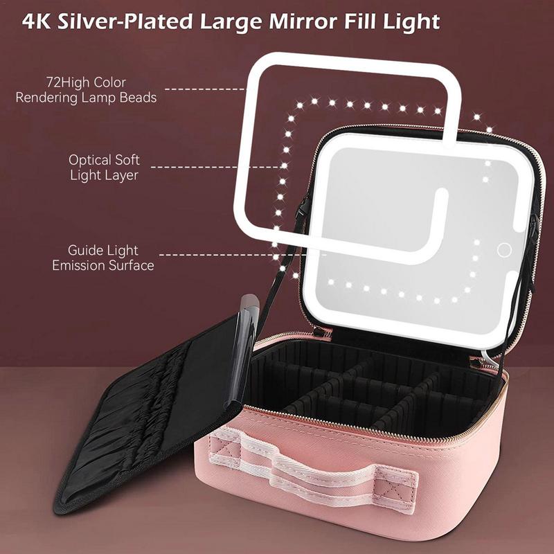 Smart LED Makeup Bag With Mirror Luminous Make up Organizer Waterproof PU Leather Travel Cosmetic Case Birthday Christmas Gifts ca78a