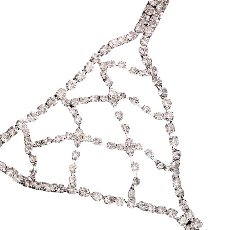 Women's Sexy Rhinestone Waist Chain Word Rhomboid Navel T-thong Body Jewelry