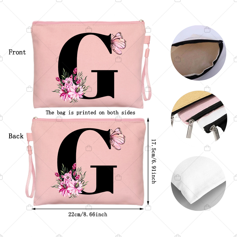 Butterfly Flower Letter Makeup Bag Pink Kawaii Travel Cosmetic Pouchs Women's Toilet Kits Bachelorette Party Lipstick Bags Gift e225d