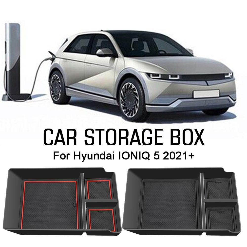 For Hyundai IONIQ 5 2021+ Armrest Storage Box Organizer Tray Center Console Stowing Tidying Black Car Accessories