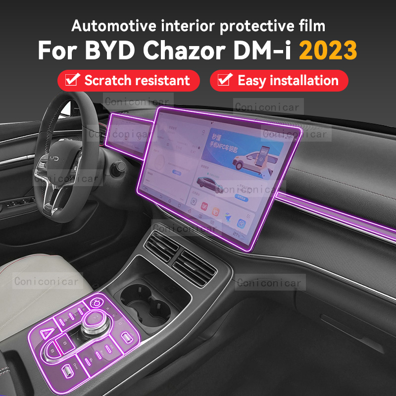 TPU Gearbox Panel Dashboard Screen Protective Film Interior Cover Anti-Scratch Car Accessories For BYD CHAZOR DM-I 2023 120 55KM