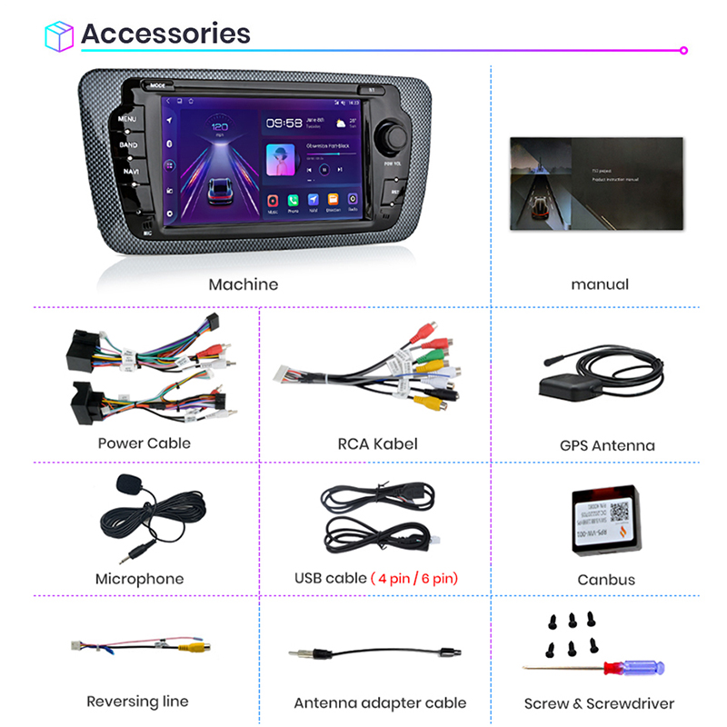 Junsun V1 Android Autoradio for Seat Ibiza 6j 2009 - 2013 Car Radio Multimedia Bluetooth 7 Inch Touch Screen DVD Player