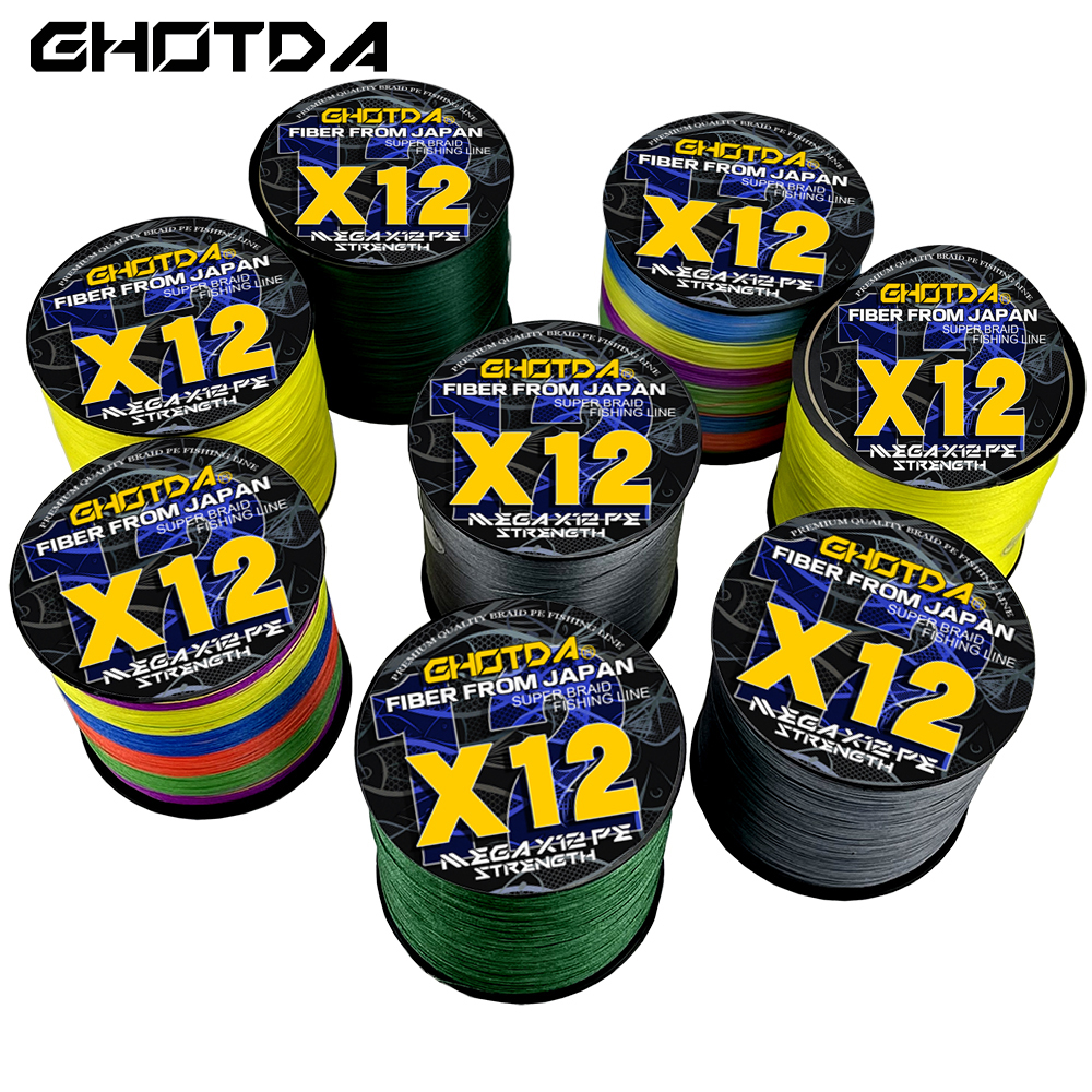 Ghotda High Density Weaves Fishing Line 12Strands 1000M-100M Multifilament Super PE Braided Wire Sea Fishing Gear Accessories