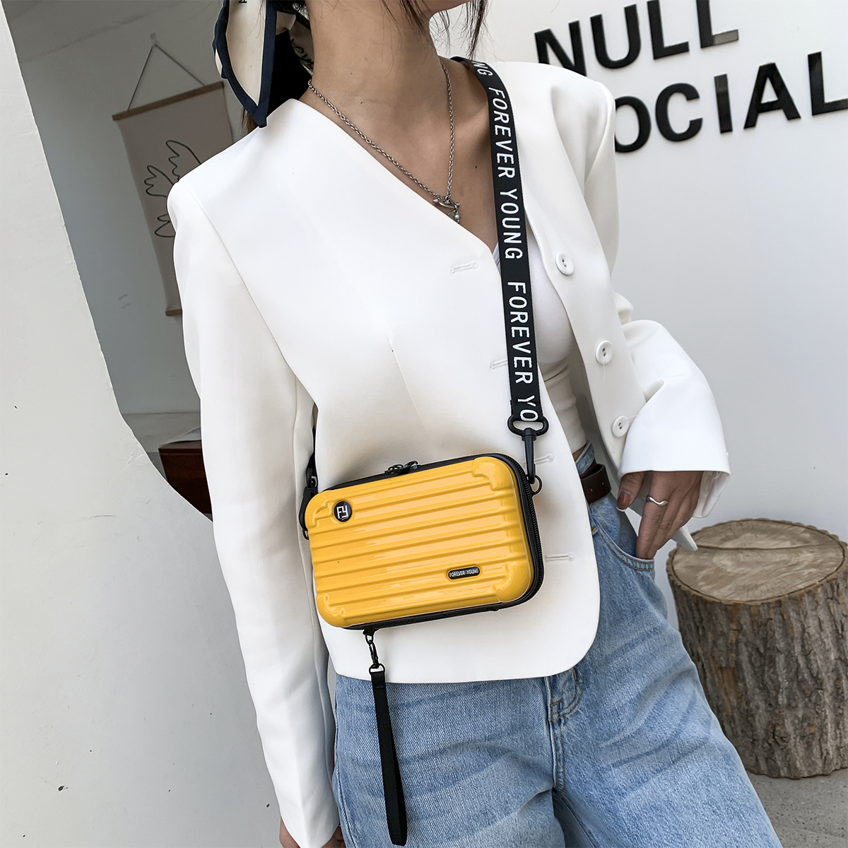 Lage Crossbody Shoulder Personality Hand-Held Mini Suitcase-Style Box Small Square Women's Bag