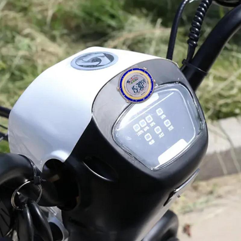 Motorcycle Handlebar Watch Waterproof Handlebar Clock With Glowing Dial Stick-On Motorbike Mount Mini Digital Clock For Bike Car