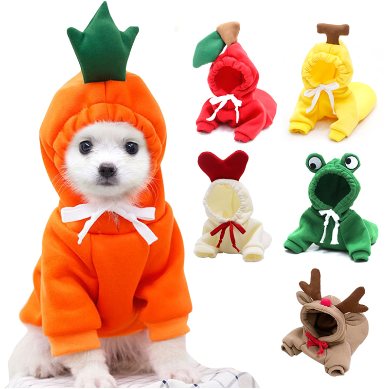 Fruit Pet Hoodie! Cute Dog & Cat Costume - Pineapple/Strawberry Fleece Sweater for Small Medium Dogs Cats, Warm Puppy Apparel
